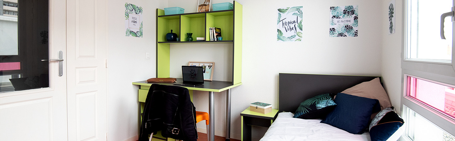 student room in Arts Campus residence in Lyon 8th near the Lyon 2 and 3 university campuses
